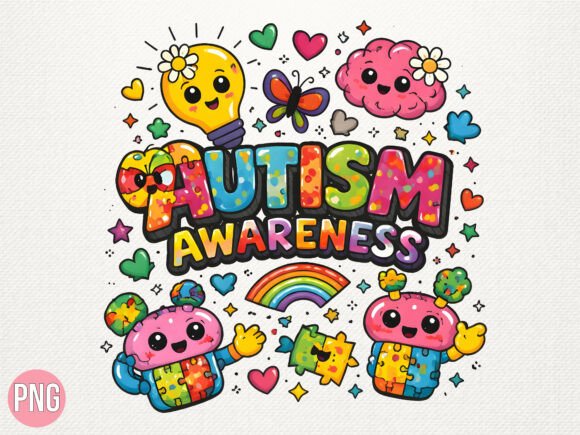 Autism Awareness Cute Doodle PNG T-shirt: A Creative Resource for Meaningful Design