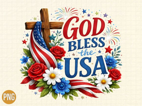 Christian Cross Patriotic God Bless PNG