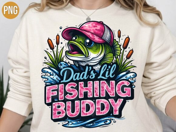 Dad’s Lil Fishing Buddy Bass PNG