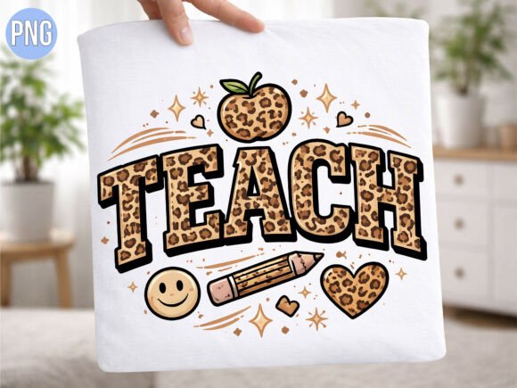 Elevating Creative Projects with the Teach Leopard Print Smiley Heart PNG