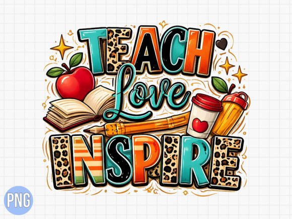 Elevating Educational Branding with the Teach Love Inspire Leopard Teacher PNG