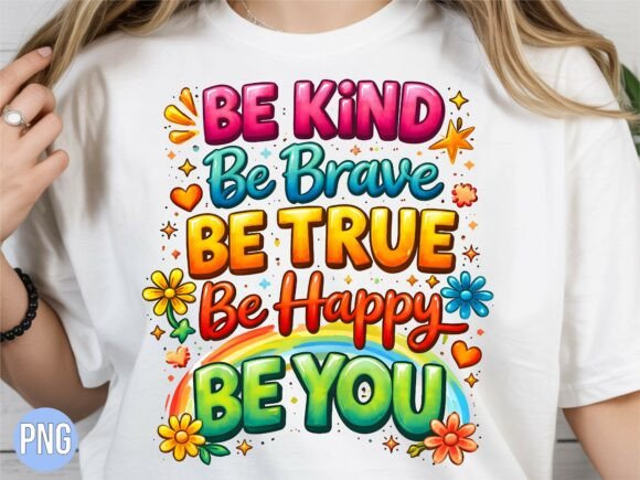 Evaluating the Be Kind Brave True Happy You Rainbow PNG for Creative Projects