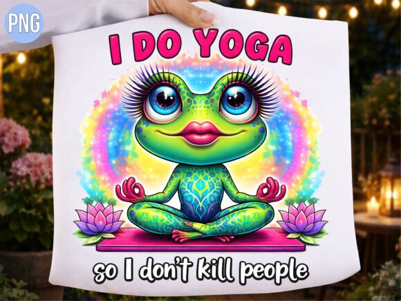 I Do Yoga Frog Lotus Flower T-shirt PNG: A Playful Design for Creative Projects