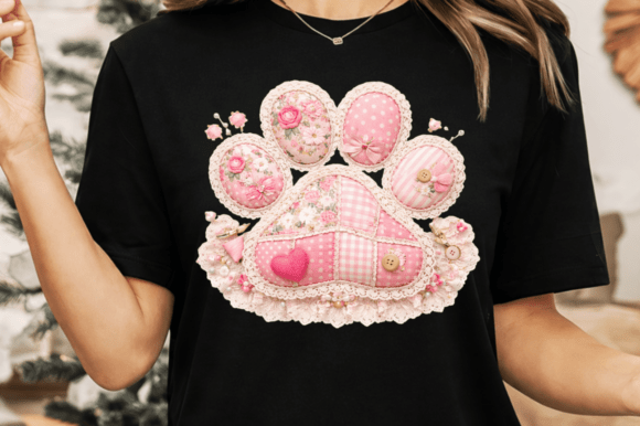 Pink Patchwork Floral Dog Paw PNG Guide