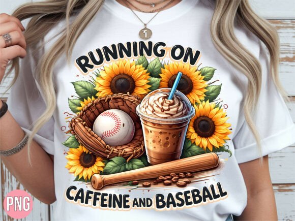 Running on Caffeine Baseball Flowers PNG