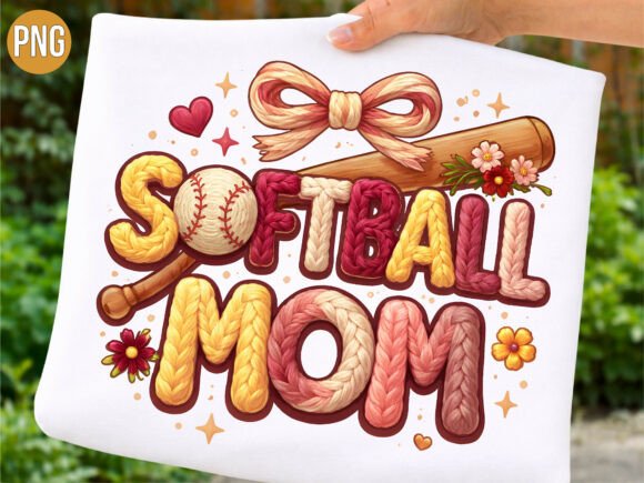 Strategic Branding with the Softball Mom Knitted Font Bat Game PNG