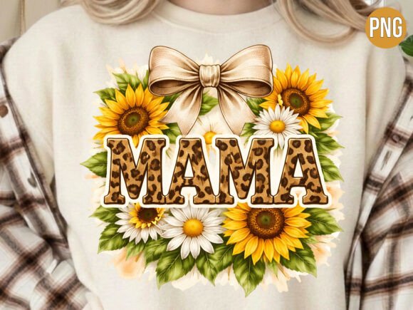 Sunflower Leopard Mama Floral Shirt PNG