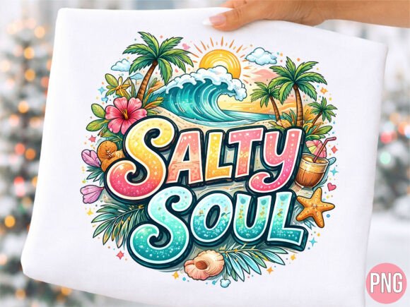 Tropical Beach Salty Soul Decor PNG